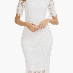 Floral Lace Bodycon Cocktail Dress white